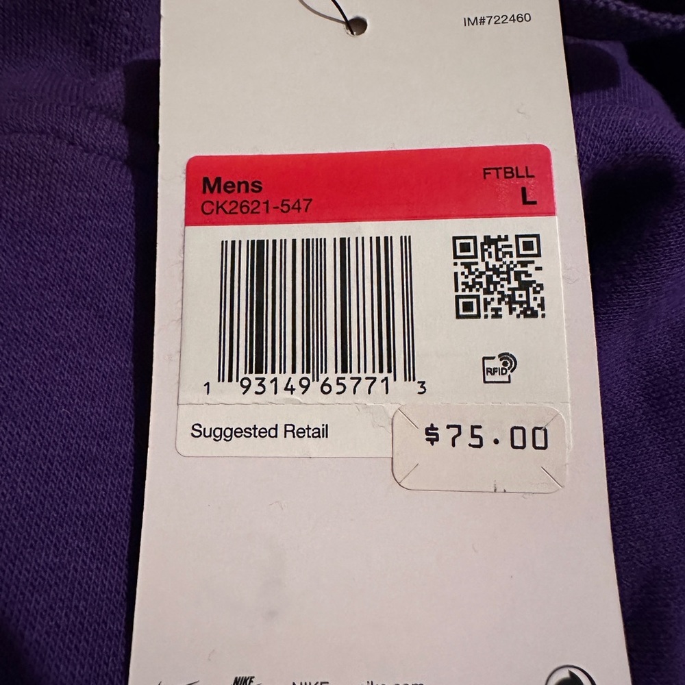Nike Purple Sweatshirt with Unique Graphic Mens Size L. NEW - Picture 8 of 8